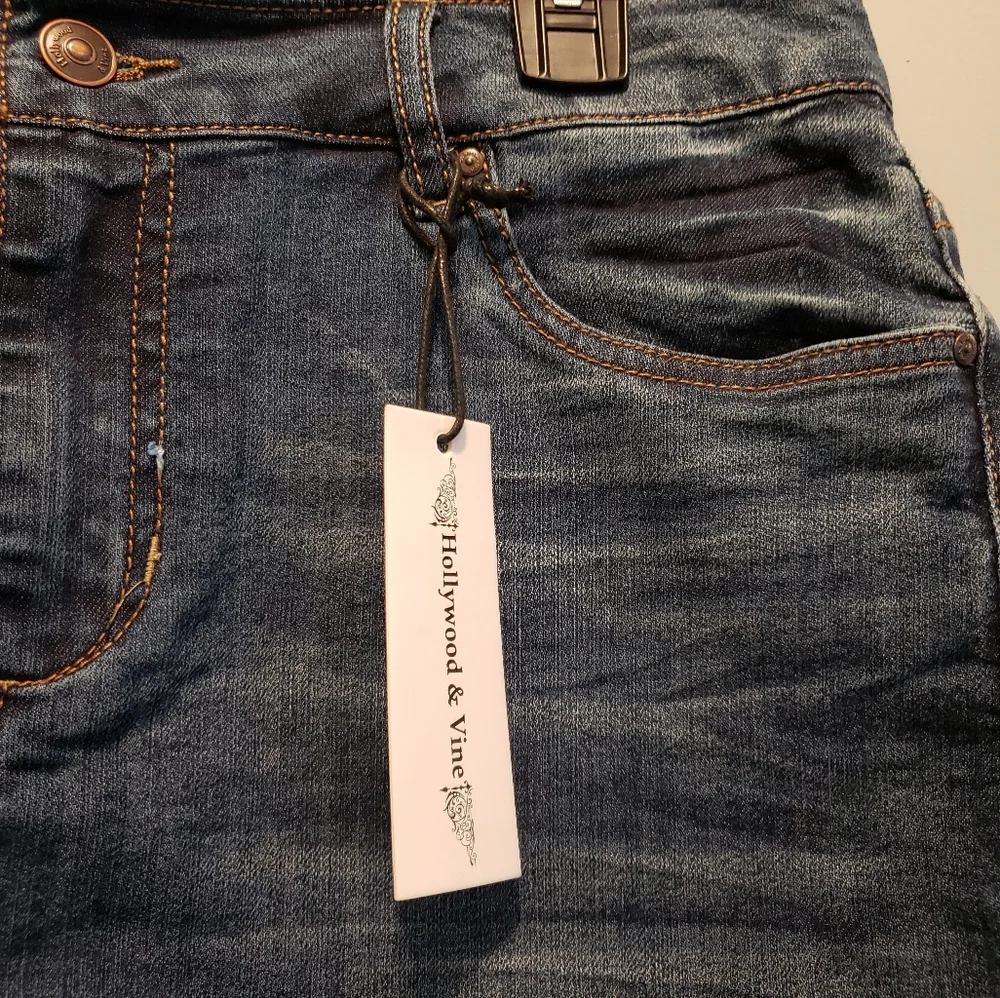 Hollywood & Vine Denim Mini Skirt | Medium Wash | Raw Hem | Revolve NWT!